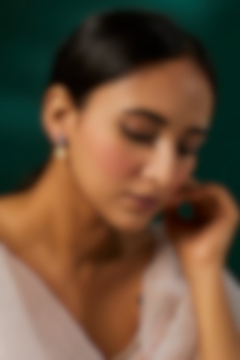 White Finish Swarovski Zirconia & Pearl Dangler Earrings In Sterling Silver by Diosa Paris Jewellery at Pernia's Pop Up Shop