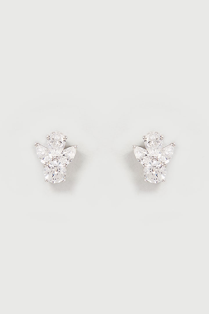 Swarovski White Gold Triangle Knot Earrings Studs