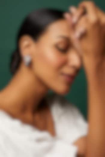 White Finish Swarovski Zirconia & Black Pearl Dangler Earrings In Sterling Silver by Diosa Paris Jewellery at Pernia's Pop Up Shop