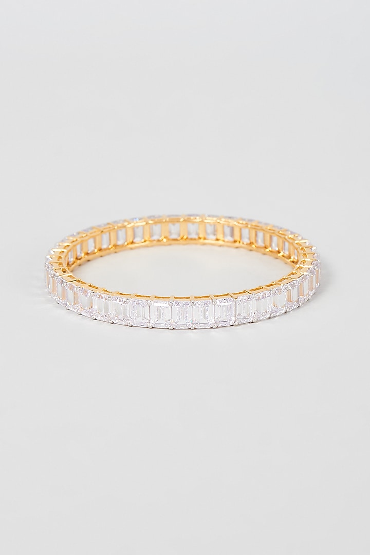 White Finish Swarovski Zirconia Bangle In Sterling Silver by Diosa Paris Jewellery at Pernia's Pop Up Shop
