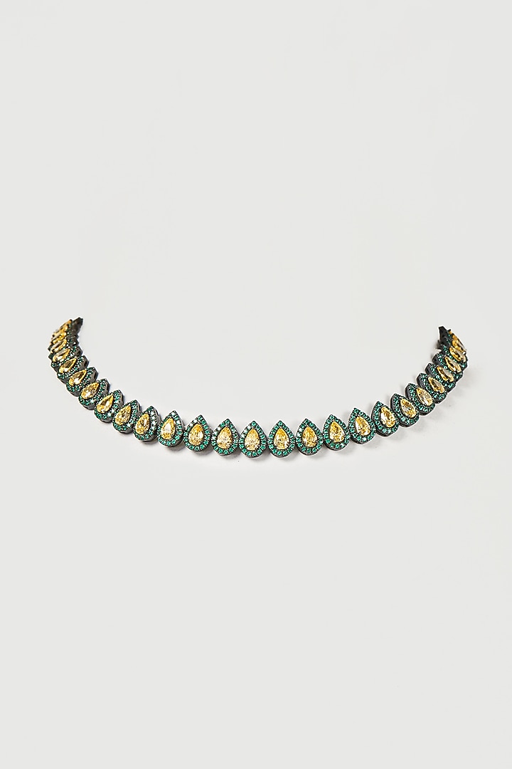 Black Rhodium Finish Swarovski Zirconia Necklace In Sterling Silver by Diosa Paris Jewellery at Pernia's Pop Up Shop