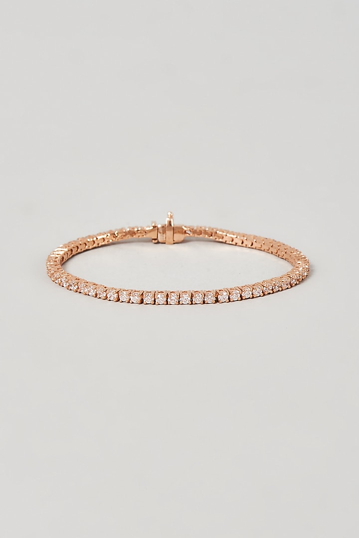 Rose Gold Finish Swarovski Zirconia Tennis Bracelet In Sterling Silver by Diosa Paris Jewellery at Pernia's Pop Up Shop