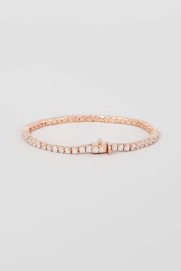 White Finish Swarovski Zirconia Tennis Bracelet In Sterling Silver by Diosa Paris Jewellery at Pernia's Pop Up Shop