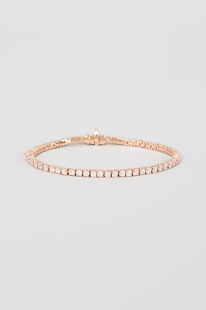 White Finish Swarovski Zirconia Tennis Bracelet In Sterling Silver by Diosa Paris Jewellery at Pernia's Pop Up Shop