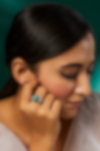 White Finish White & Green Swarovski Zirconia Cocktail Ring In Sterling Silver by Diosa Paris Jewellery at Pernia's Pop Up Shop