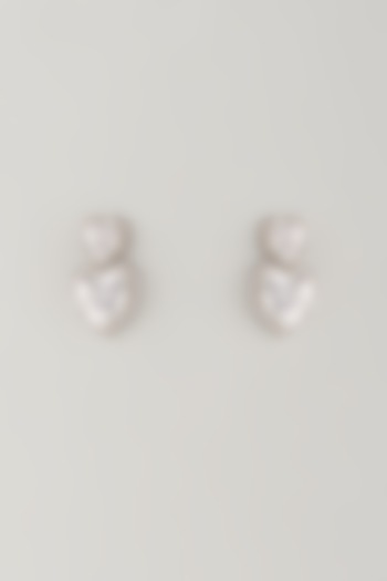 White Finish White Stone Stud Earrings In Sterling Silver by Diosa Paris Jewellery at Pernia's Pop Up Shop