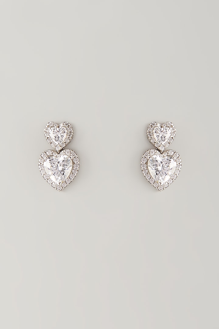 White Finish White Stone Stud Earrings In Sterling Silver by Diosa Paris Jewellery at Pernia's Pop Up Shop