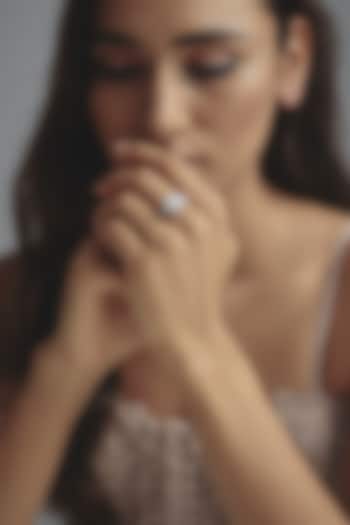 White Finish Swarovski Zirconia Ring In Sterling Silver by Diosa Paris Jewellery at Pernia's Pop Up Shop