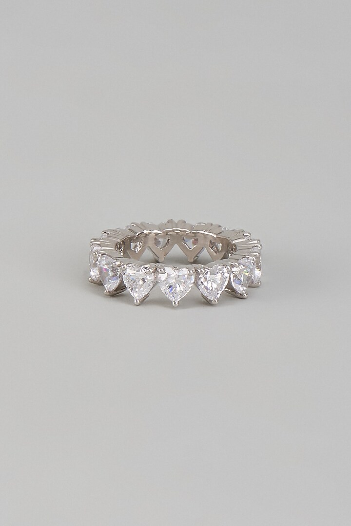 White Finish Swarovski Zirconia Ring In Sterling Silver by Diosa Paris Jewellery at Pernia's Pop Up Shop