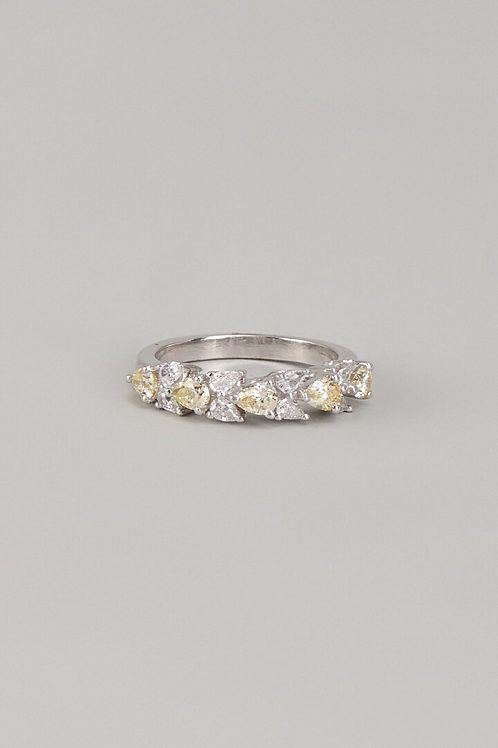 White Finish Swarovski Zirconia Ring In Sterling Silver by Diosa Paris Jewellery at Pernia's Pop Up Shop