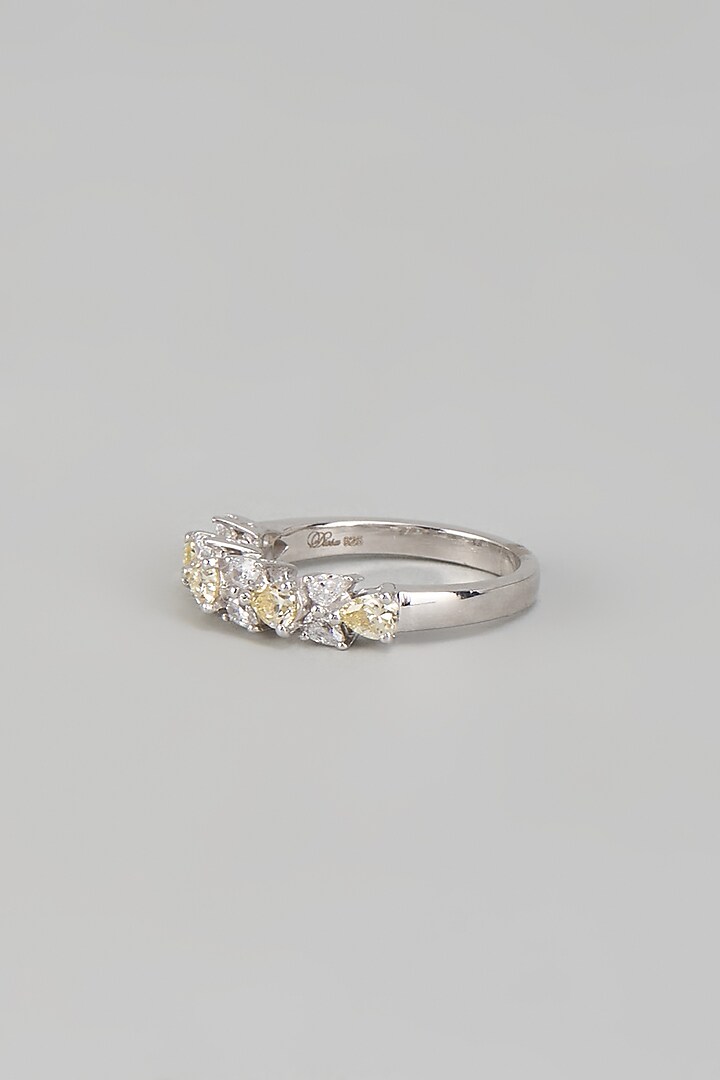 White Finish Swarovski Zirconia Ring In Sterling Silver by Diosa Paris Jewellery at Pernia's Pop Up Shop