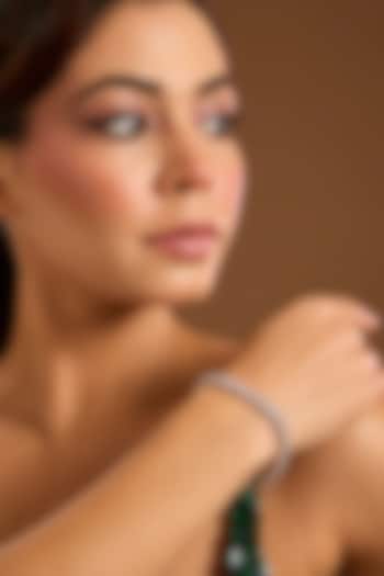 White Finish Zircon Bracelet In Sterling Silver by Diosa Paris Jewellery at Pernia's Pop Up Shop
