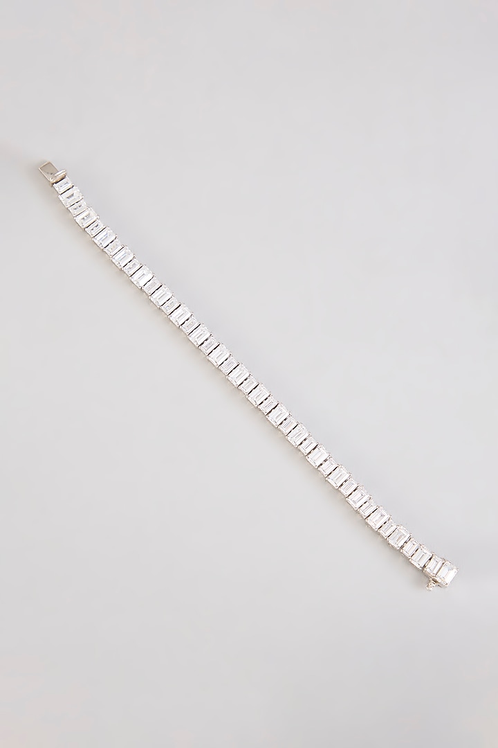 White Finish Zircon Bracelet In Sterling Silver by Diosa Paris Jewellery at Pernia's Pop Up Shop
