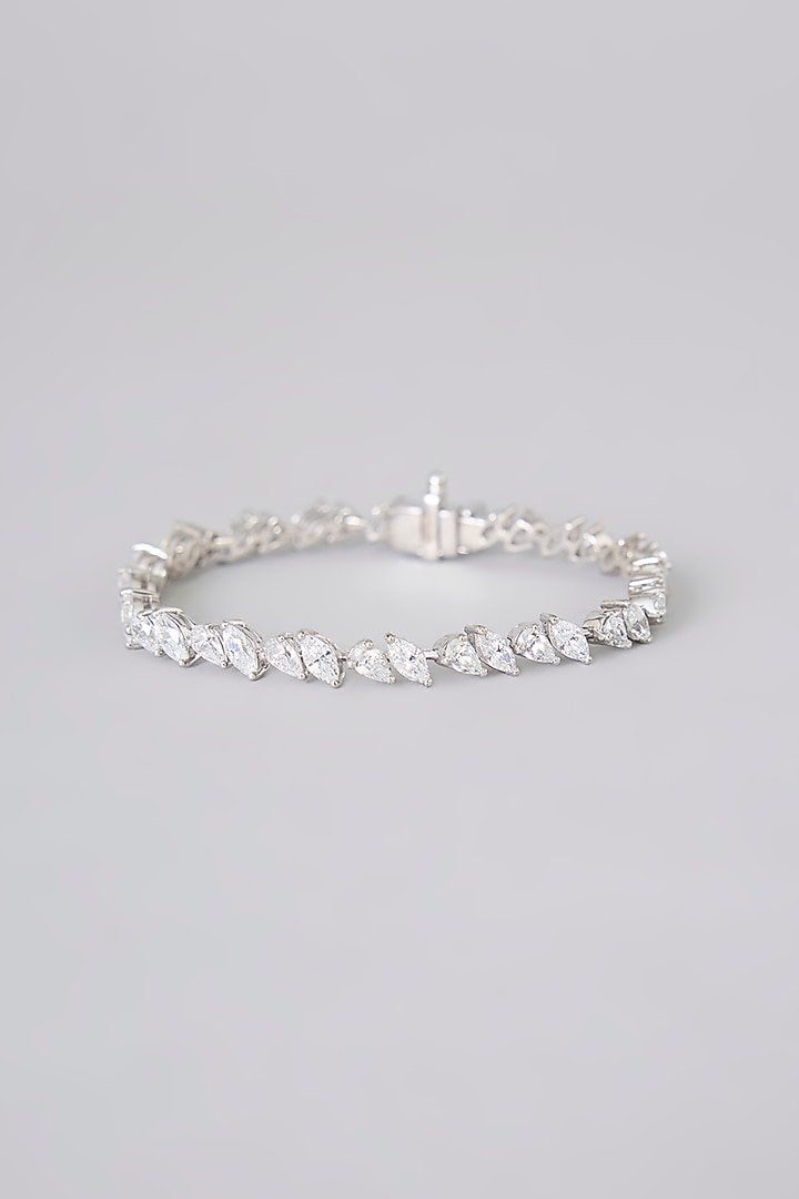 White Finish Zircon Bracelet In Sterling Silver by Diosa Paris Jewellery at Pernia's Pop Up Shop