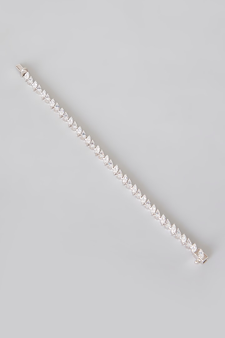 White Finish Zircon Bracelet In Sterling Silver by Diosa Paris Jewellery at Pernia's Pop Up Shop