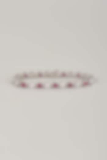 Silver Finish Zircon & Red Stone Bracelet In Sterling Silver by Diosa Paris Jewellery at Pernia's Pop Up Shop