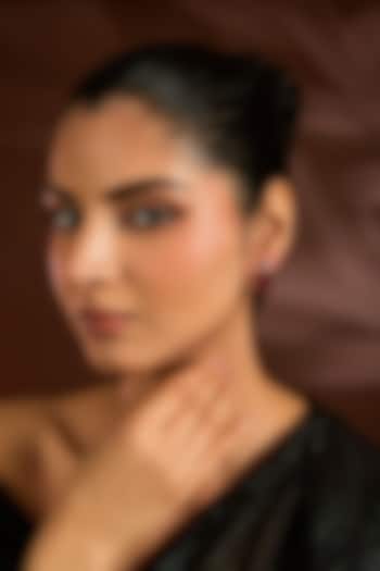 White Finish Red & White Stone Dangler Earrings In Sterling Silver by Diosa Paris Jewellery at Pernia's Pop Up Shop