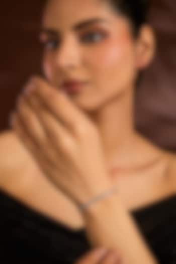 White Finish White Stone Bracelet In Sterling Silver by Diosa Paris Jewellery at Pernia's Pop Up Shop