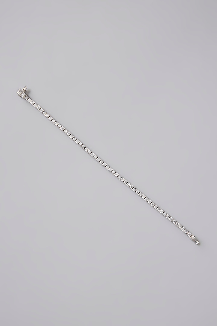 White Finish White Stone Bracelet In Sterling Silver by Diosa Paris Jewellery at Pernia's Pop Up Shop