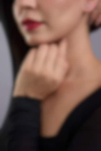 White Finish White Stone Stud Earrings In Sterling Silver by Diosa Paris Jewellery at Pernia's Pop Up Shop