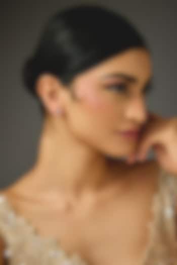 White Finish White Stone Stud Earrings In Sterling Silver by Diosa Paris Jewellery at Pernia's Pop Up Shop