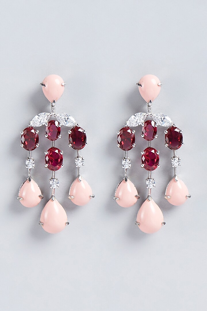 White Finish Swarovski Zirconia Earrings In Sterling Silver by Diosa Paris Jewellery at Pernia's Pop Up Shop