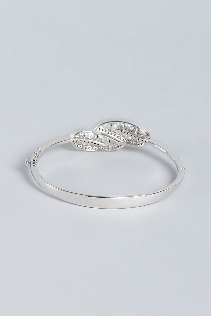 White Finish Swarovski Zirconia Bangle In Sterling Silver by Diosa Paris Jewellery at Pernia's Pop Up Shop