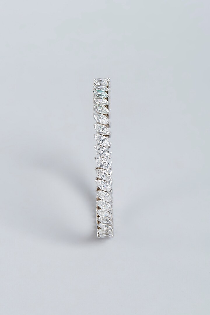 White Finish Swarovski Bangle In Sterling Silver by Diosa Paris Jewellery at Pernia's Pop Up Shop
