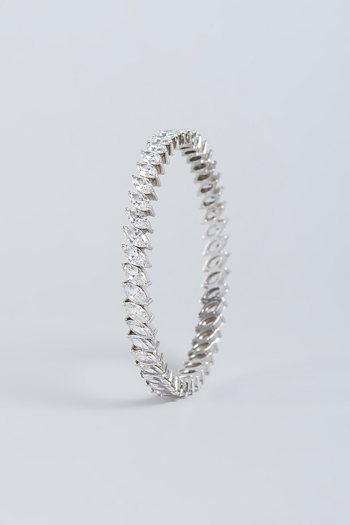 White Finish Swarovski Bangle In Sterling Silver by Diosa Paris Jewellery at Pernia's Pop Up Shop