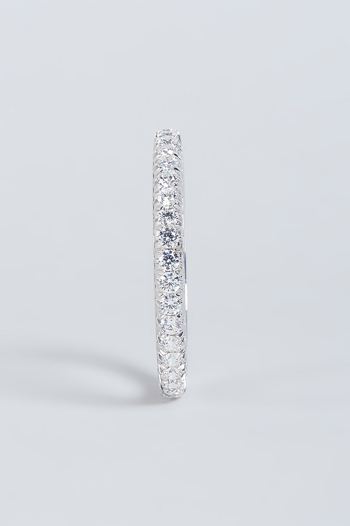 White Finish Swarovski Zirconia Bangle In Sterling Silver by Diosa Paris Jewellery at Pernia's Pop Up Shop