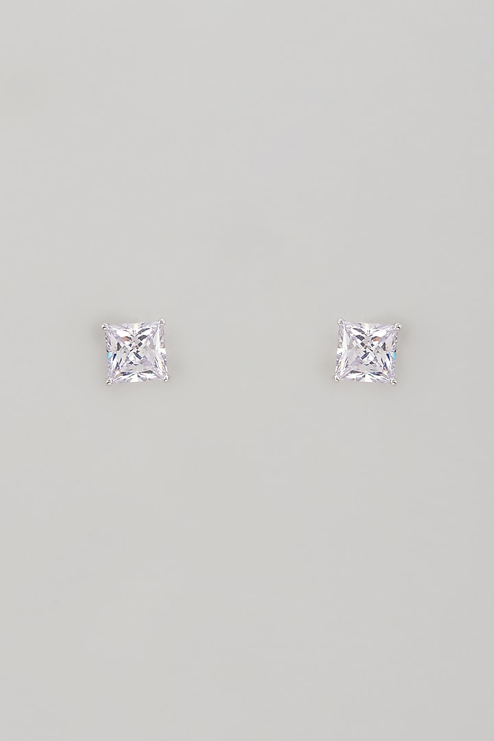 White Finish Swarovski Earrings In Sterling Silver by Diosa Paris Jewellery at Pernia's Pop Up Shop