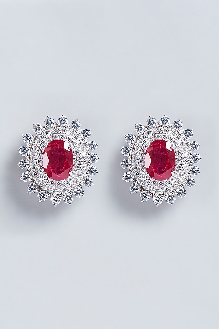 White Finish Swarovski Zirconia Ear Clip In Sterling Silver by Diosa Paris Jewellery at Pernia's Pop Up Shop