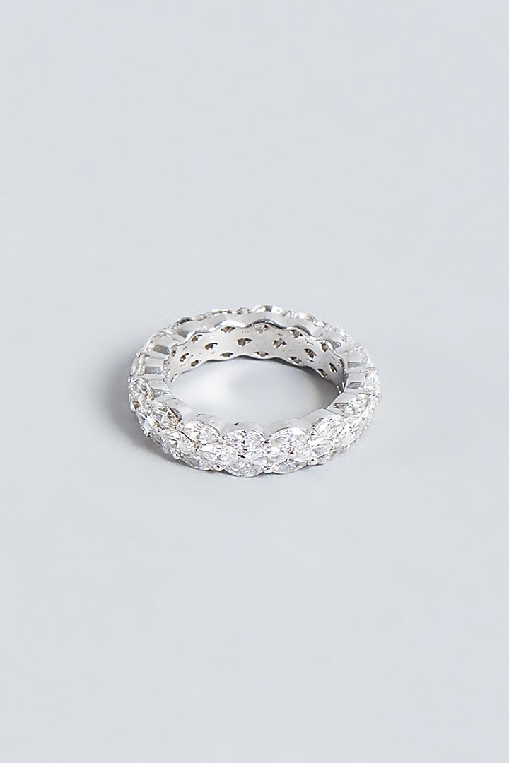 White Finish Swarovski Zirconia Ring In Sterling Silver by Diosa Paris Jewellery at Pernia's Pop Up Shop