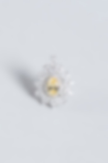 White Finish Yellow Swarovski Zirconia Ring In Sterling Silver by Diosa Paris Jewellery at Pernia's Pop Up Shop