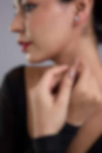 White Finish White Stone Stud Earrings In Sterling Silver by Diosa Paris Jewellery at Pernia's Pop Up Shop