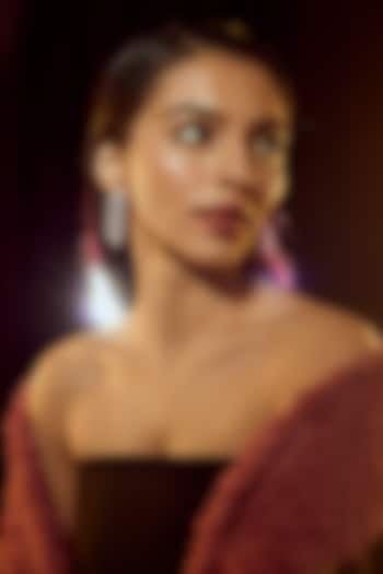 White Finish Swarovski Zirconia Dangler Earrings In Sterling Silver by Diosa Paris Jewellery at Pernia's Pop Up Shop