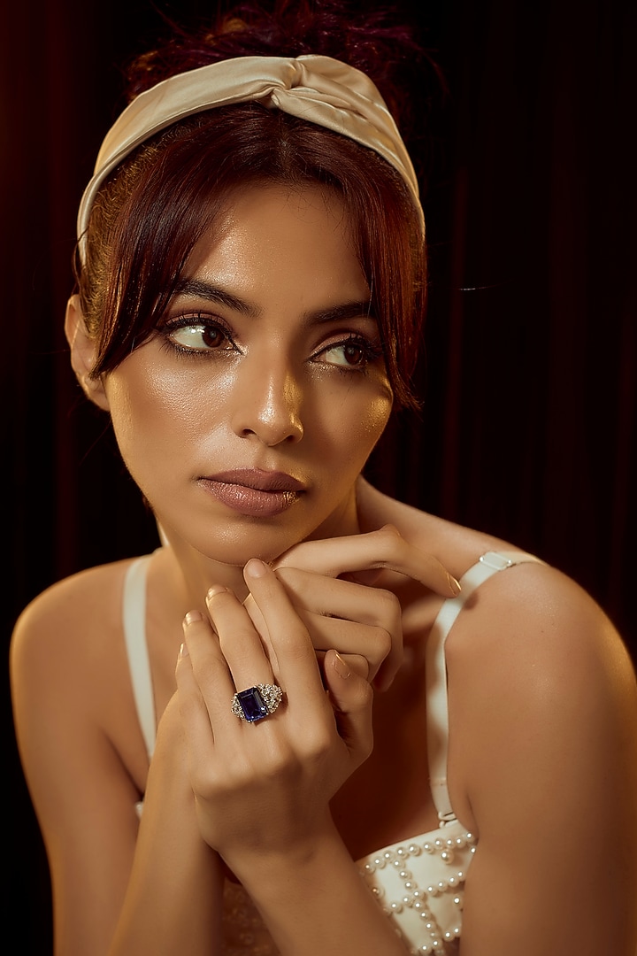 White Finish Swarovski Zirconia Ring In Sterling Silver by Diosa Paris Jewellery at Pernia's Pop Up Shop