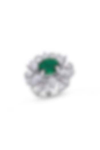 White Finish Swarovski Zirconia Ring In Sterling Silver by Diosa Paris Jewellery at Pernia's Pop Up Shop