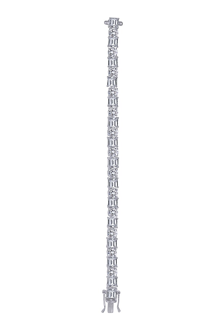 White Finish Swarovski Bracelet In Sterling Silver by Diosa Paris Jewellery at Pernia's Pop Up Shop