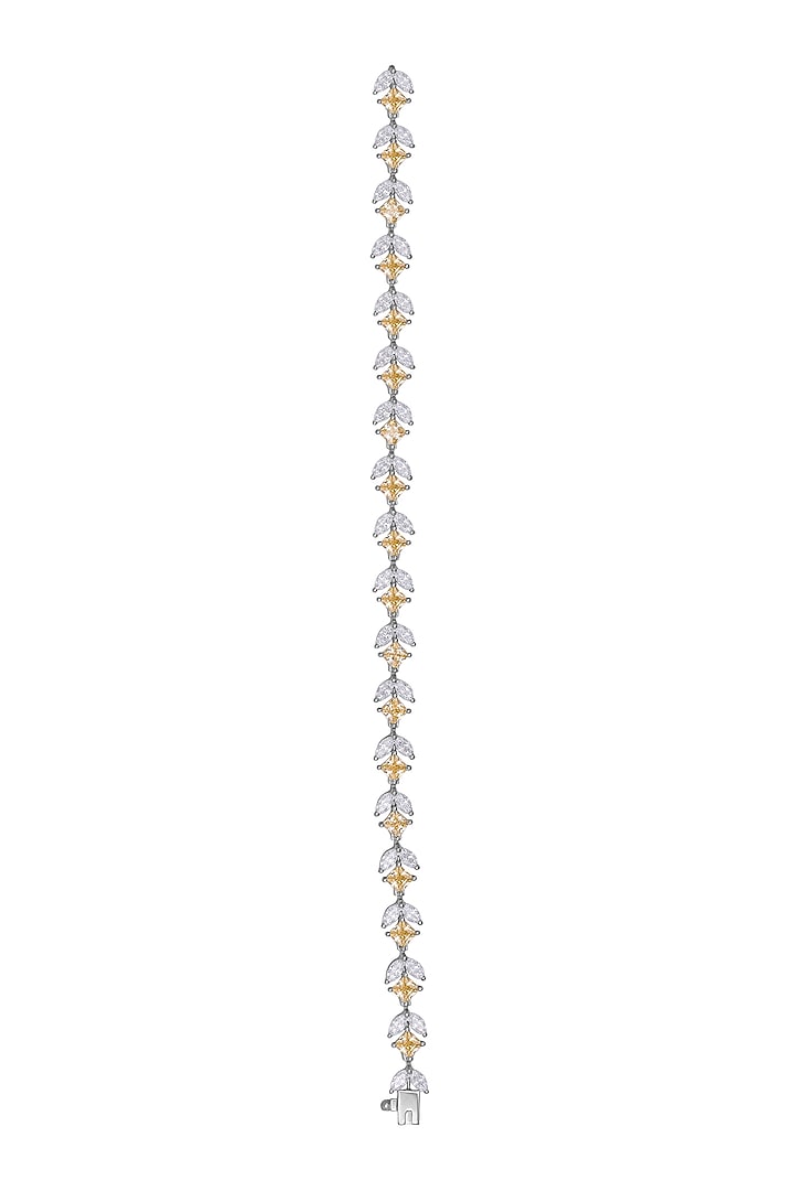 White Finish Swarovski Bracelet In Sterling Silver by Diosa Paris Jewellery at Pernia's Pop Up Shop