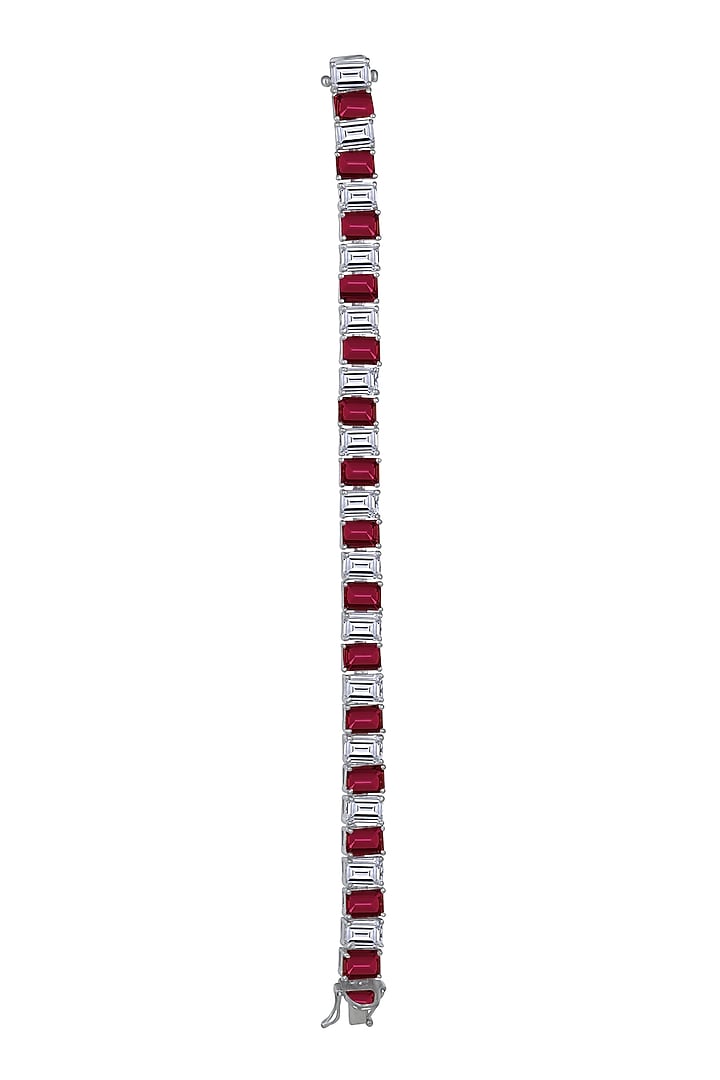 White Finish Zirconia Bracelet In Sterling Silver by Diosa Paris Jewellery at Pernia's Pop Up Shop