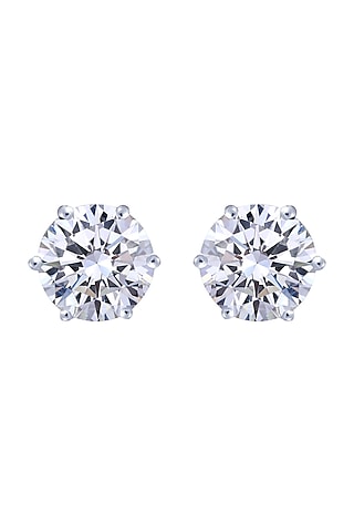 White Finish Earrings In Sterling Silver by Diosa Paris Jewellery