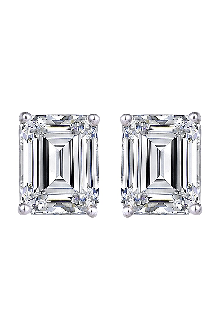 White Finish Swarovski Earrings In Sterling Silver by Diosa Paris Jewellery at Pernia's Pop Up Shop