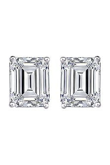 White Finish Swarovski Earrings In Sterling Silver by Diosa Paris Jewellery-POPULAR PRODUCTS AT STORE