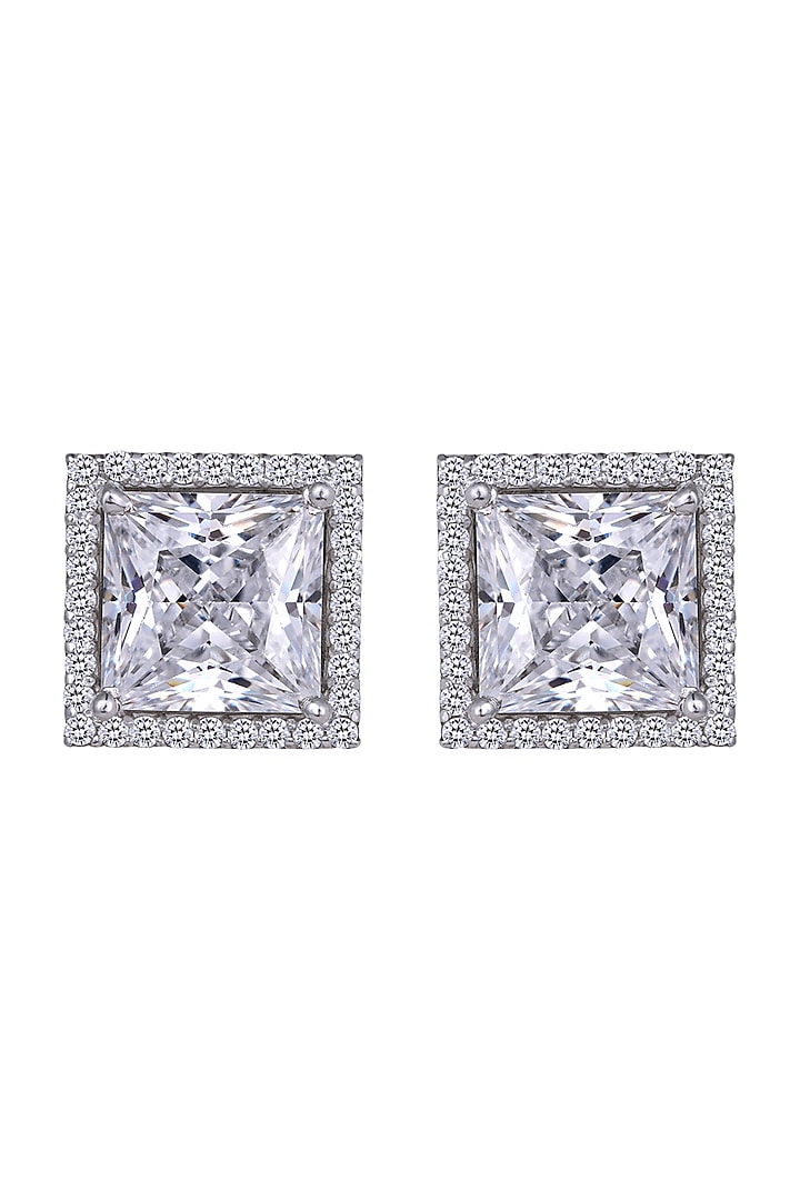 White Finish Earrings In Sterling Silver by Diosa Paris Jewellery at Pernia's Pop Up Shop