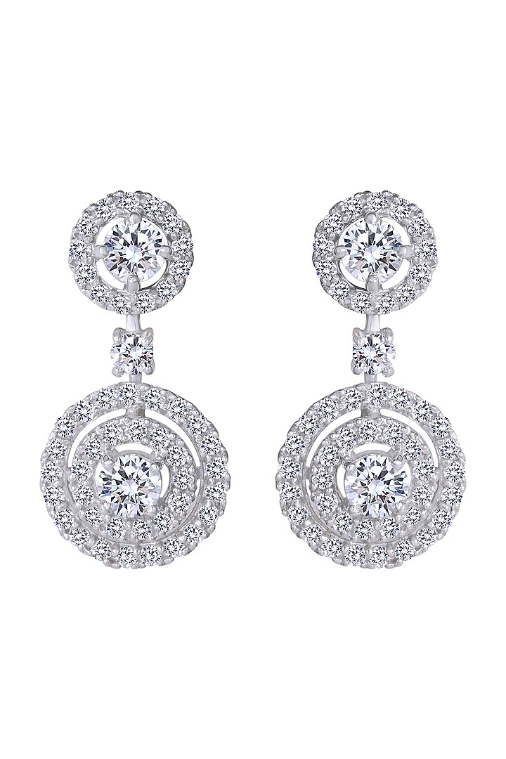 White Finish Dangler Earrings In Sterling Silver by Diosa Paris Jewellery at Pernia's Pop Up Shop