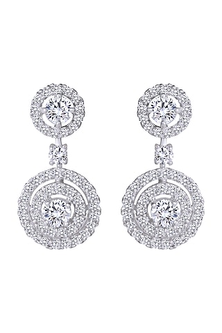 White Finish Dangler Earrings In Sterling Silver by Diosa Paris Jewellery