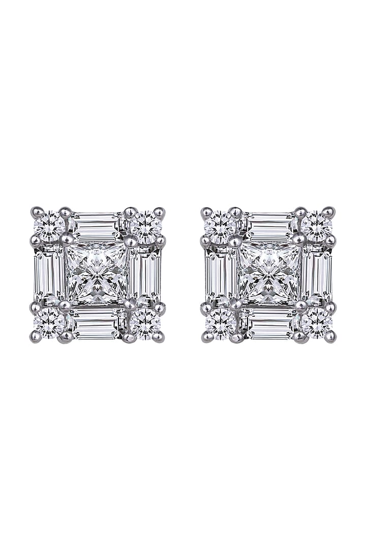 White Finish Earrings In Sterling Silver by Diosa Paris Jewellery at Pernia's Pop Up Shop