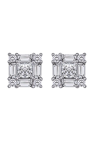 White Finish Earrings In Sterling Silver by Diosa Paris Jewellery