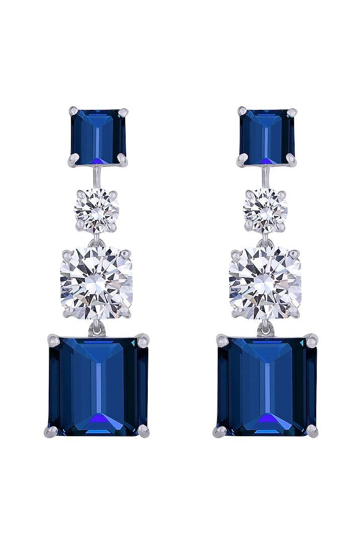 White Finish Swarovski Zirconia Earrings In Sterling Silver by Diosa Paris Jewellery at Pernia's Pop Up Shop